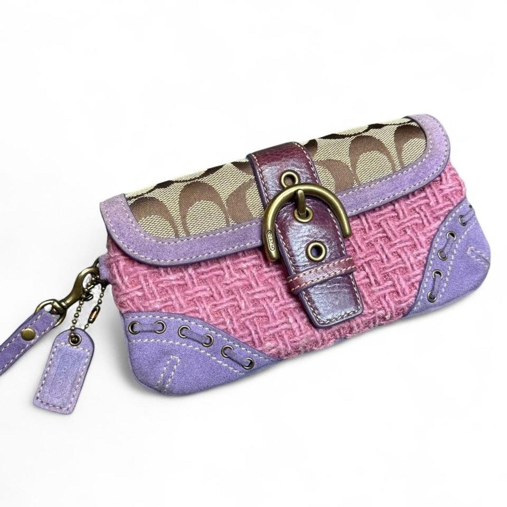 Vintage Coach twee soho wristlet  Wool, Suede and silk